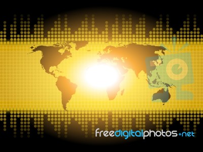 World Map Background Shows International Communication Or Global… Stock Image