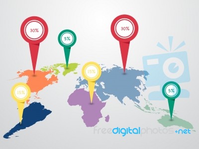 World Map Globe Info Graphic For Communication Concept Stock Image