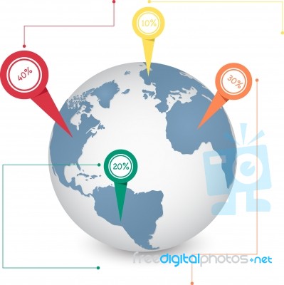 World Map Globe Info Graphic For Communication Concept Stock Image