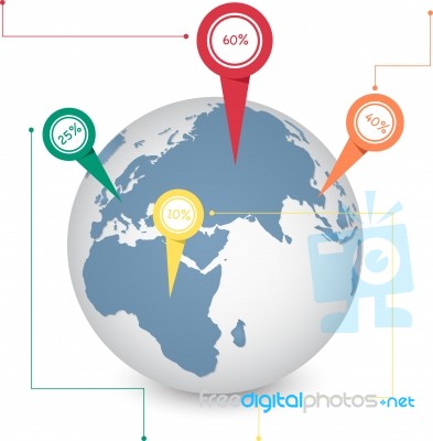 World Map Globe Info Graphic For Communication Concept Stock Image