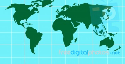 World Map In Grid Lines Stock Image