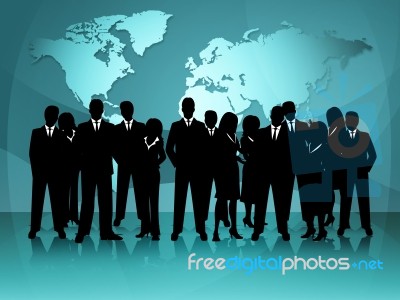 World Map Means Group Of People And Businessmen Stock Image