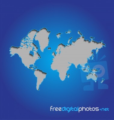 World Map On Blue Background Stock Image