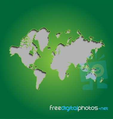 World Map On Green Background Stock Image