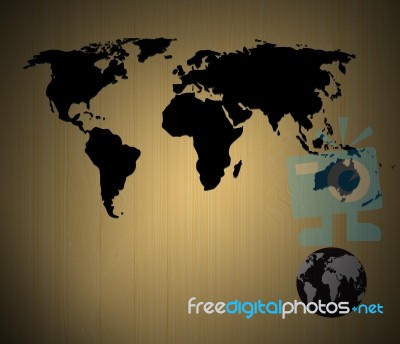 World Map  On Wood Board Background Stock Image