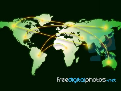 World Map Represents Computer Network And Cartography Stock Image