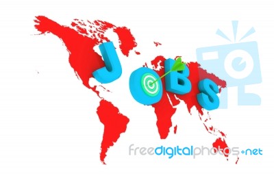 World Map With Jobs Target Stock Image