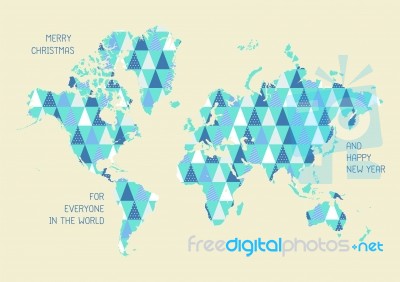 World Map With Triangle Pattern Stock Image