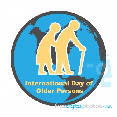 World Older Day With Globe Icon -  Illustration Stock Image