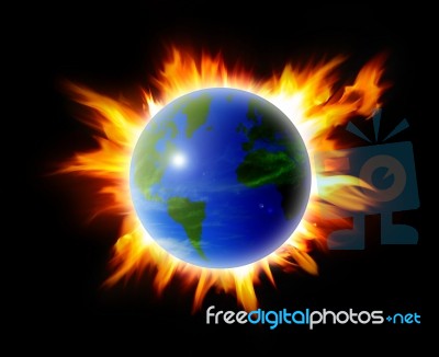 World On Fire Background Stock Photo