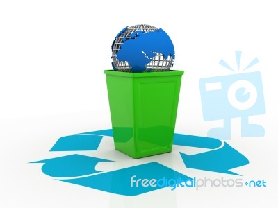 World On Recycle Arrows And Box Stock Image