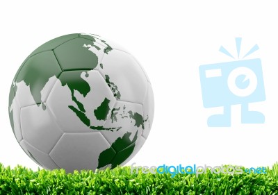 World Soccer Ball On Green Grass Stock Image