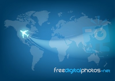 World Travel Map With Airplanes Stock Image