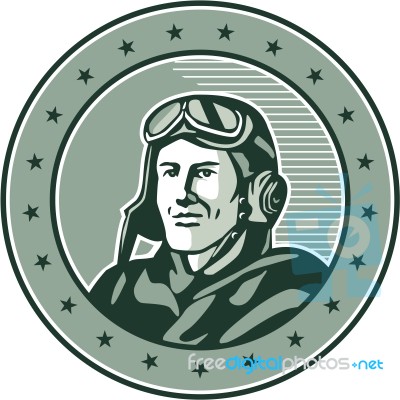 World War One Aviator Circle Retro Stock Image