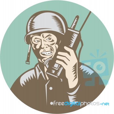 World War Two Soldier American Talk Radio Circle Stock Image