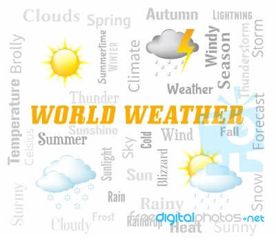 World Weather Represents Global Meteorological Conditions Foreca… Stock Image