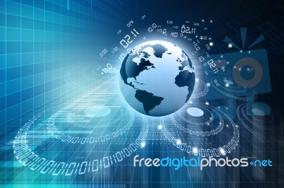 World With Technology Background Stock Image