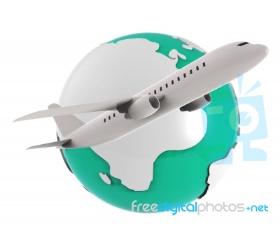 Worldwide Flights Shows Planet Earth And Globalize Stock Image