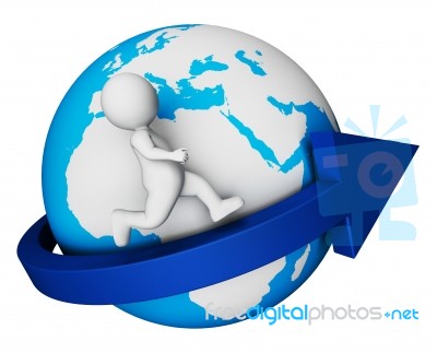 Worldwide Globe Means Render Globally And Globalisation 3d Rende… Stock Image