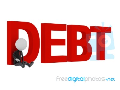 Worried Man Sitting With Debt Stock Image