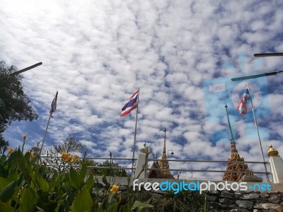 Worship Buddhist Pavilion Statue At Temple In Thailand  Stock Photo