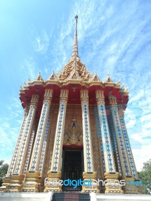 Worship Buddhist Pavilion Statue At Temple In Thailand  Stock Photo