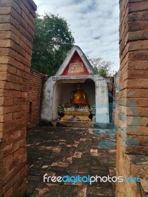 Worship Buddhist Pavilion Statue At Temple In Thailand  Stock Photo