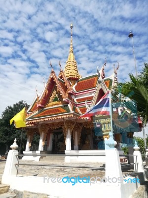 Worship Buddhist Pavilion Statue At Temple In Thailand  Stock Photo