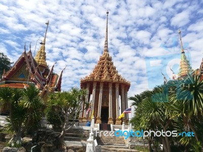 Worship Buddhist Pavilion Statue At Temple In Thailand  Stock Photo