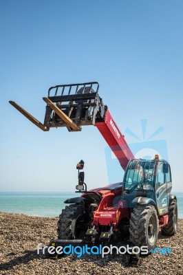 Worthing, West Sussex/uk - April 20 : Tractor Parked On Worthing… Stock Photo