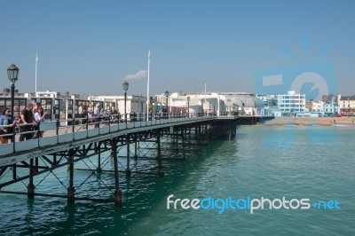 Worthing, West Sussex/uk - April 20 : View Of Worthing Pier In W… Stock Photo