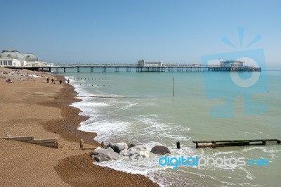 Worthing, West Sussex/uk - April 20 : View Of Worthing Pier In W… Stock Photo