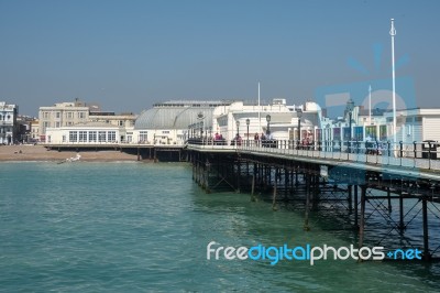 Worthing, West Sussex/uk - April 20 : View Of Worthing Pier In W… Stock Photo