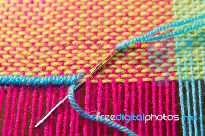 Woven Texture Background On Loom Stock Photo