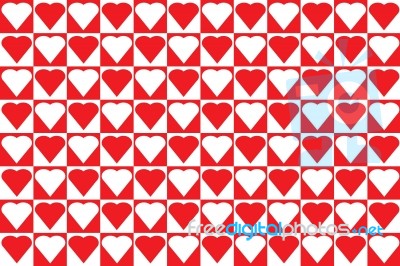 Wrapping A Valentines Gift On Red,pattern With Red Hearts For Wrapping Paper,happy Valentine's Day Greeting Card  Illustration Stock Image