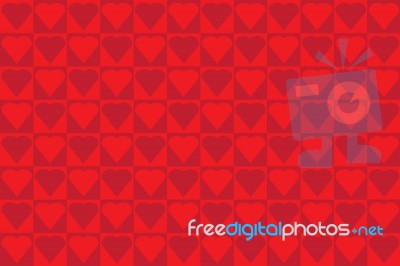 Wrapping A Valentines Gift On Red,pattern With Red Hearts For Wrapping Paper,happy Valentine's Day Greeting Card  Illustration Stock Image