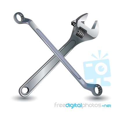 Wrench And Object Tool Isolated On White Background Stock Image