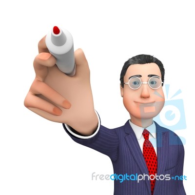 Writing Message Indicates Business Person And Literacy 3d Render… Stock Image