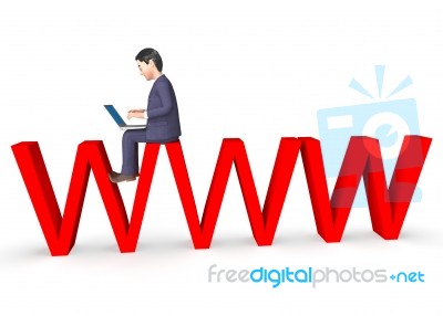 Www Character Shows World Wide Web And Business 3d Rendering Stock Image