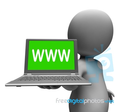 Www Laptop And Character Shows Online Internet Web Or Net Stock Image