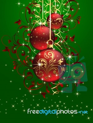 Xmas Ball Background Green Stock Image