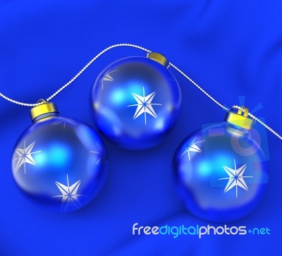 Xmas Balls Shows Merry Christmas And Baubles Stock Image