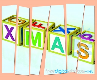 Xmas Letters Show Merry Christmas And Festive Season Stock Image