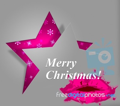 Xmas Lips Indicates Merry Christmas And Celebration Stock Image