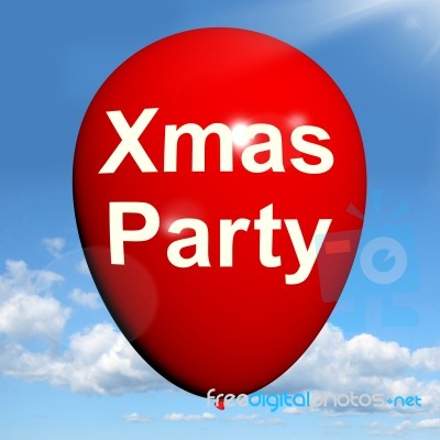 Xmas Party Balloon Shows Christmas Festivity And Celebration Stock Image