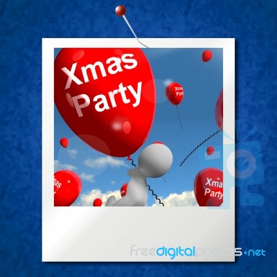 Xmas Party Balloons Photo Show Christmas Celebration And  Festiv… Stock Image