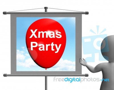 Xmas Party Sign Shows Christmas Festivity And Celebration Stock Image