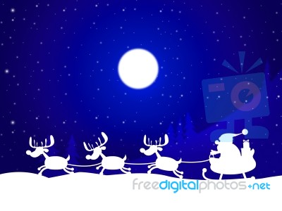 Xmas Reindeer Indicates Father Christmas And Celebration Stock Image