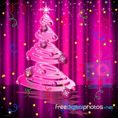 Xmas Tree Means Christmas Ball And Decor Stock Image