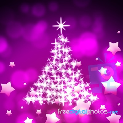 Xmas Tree Represents Bokeh Lights And Color Stock Image